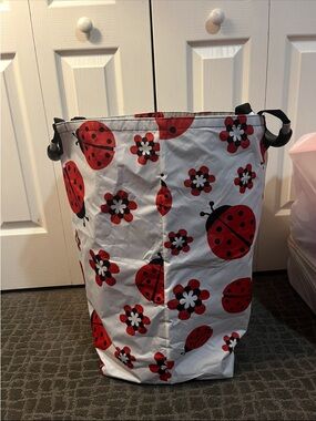 Amazon Ladybug & Flower Collapsible Laundry Hamper - Red, Black, White